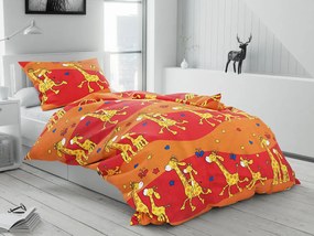 Lenjerie de pat din bumbac portocaliu girafa