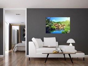 Tablou cu lac în jungla din Seychelles (90x60 cm)