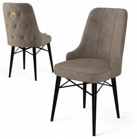 Set 4 scaune haaus Pare, Cappuccino/Negru, textil, picioare metalice