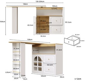 Dulap sideboard rotativ 360°, Alb | Aosom Romania