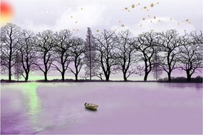Tablou - Barcă pe lac (90x60 cm)