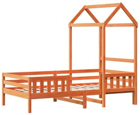 3282164 vidaXL Cadru de pat cu acoperiș maro ceruit 80x200cm lemn masiv pin