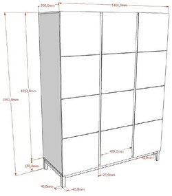 Șifonier de copii alb 149x196x58 cm Eva – Vipack