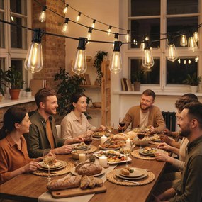 HOMCOM Lanț de Lumină, Lumini LED 50, 18 m, IP44 Impermeabile, Decorațiuni pentru Interior și Exterior, Grădină, Alb Cald | Aosom Romania