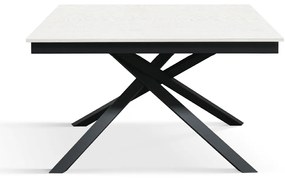 Masa Tiglio, blat extensibil pal laminat, picior metalic - BLAT ALB, PICIOR NEGRU - 160 cm / 80 cm