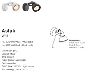 Aplica, Spot directionabil Aslak, alb 45721001 NL