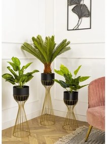 Ghiveci metalic de flori LOFT 56x20 cm auriu/negru