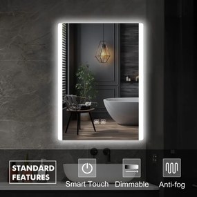 Oglindă de baie IREDA LED cu iluminare, 80 x 60 cm