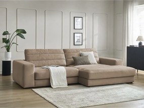 Colțar taupe cu tapițerie din catifea (cu colț pe partea dreaptă/cu șezlong) Sierra – Bobochic Paris