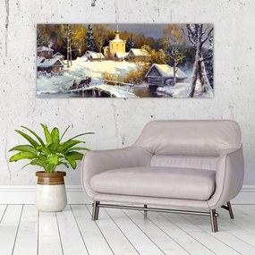 Tablou - Orășel iarna (120x50 cm)