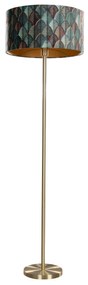 Lampă de podea din alamă cu abajur din catifea, design frunze și interior auriu 50/50/25 - Simplo