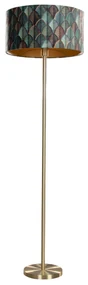 Lampă de podea din alamă cu abajur din catifea, design frunze și interior auriu 50/50/25 - Simplo