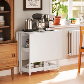 HOMCOM Masă Pliabilă cu 2 Blaturi Rabatabile pentru 4 Persoane cu 2 Rafturi Deschise, Gri | Aosom Romania