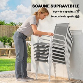 Outsunny Set de Grădină 7 Piese: Masă Dreptunghiulară și 6 Scaune Stivuibile | Aosom Romania