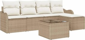 vidaXL Set de canapele pentru grădină cu pernă 6 pcs Maro Rattan poli