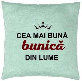 Perna Decorativa pentru Bunica 9, 40x40 cm, Verde Menta, Husa Detasabila, Burduf