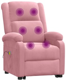 Fotoliu de masaj cu ridicare, roz, catifea 1, Roz