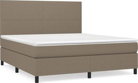 vidaXL Pat box spring cu saltea, gri taupe, 160x200 cm material textil