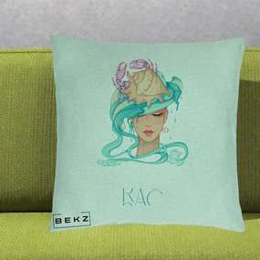 Perna Personalizata Zodie Rac, 40x40 cm, Verde Menta, Husa Detasabila, Perna Inclusa, BEKZ®