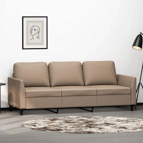 359342 vidaXL Canapea cu 3 locuri, cappuccino, 180 cm, piele ecologică