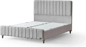 Pat LINEN ORGANIC 160x200, stofa crem - S0001, cu somiera si spatiu de