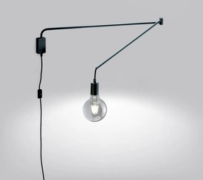 Aplică de perete negru-mat cu structură flexibilă cu alimentare la priză Line – Trio