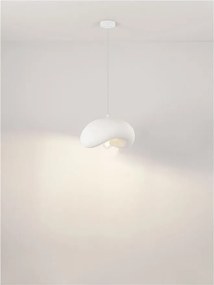 Lustra suspendata cu textura granulata Bambel alb piatra