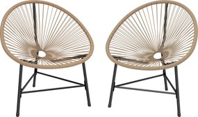 Outsunny Set de 2 Scaune Acapulco din Ratan, Structură din Oțel, pentru Balcon și Verandă | Aosom Romania