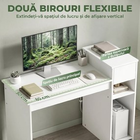HOMCOM Birou pentru Studiu și Scris cu Sertar și Rafturi, 108 cm, Alb | Aosom Romania