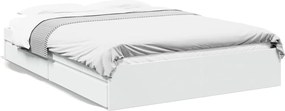 vidaXL Cadru de pat cu sertare, alb, 160x200 cm, lemn prelucrat