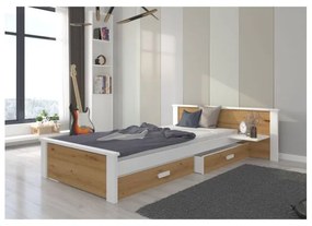 Pat Dormitor ALDEX Cu Sertar Stejar Inchis/Alb 90x200cm