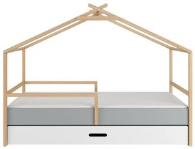Pat copii Teepee alb/pin/gri 90x200 cm