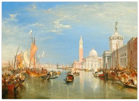 Tablou pe sticlă - Joseph Mallord William Turner, Venice the Dogana and San Giorgio Maggiore, reproducere (70x50 cm)