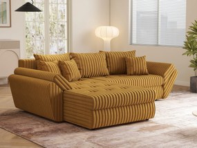 Colțar extensibil dumonde cu ladă de depozitare si sezut confortabil din spuma high-density, Loana Ambience Mustar 270x185 cm