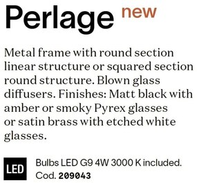 Lustra aplicata design modern Perlage pl9 negru/alama/amber