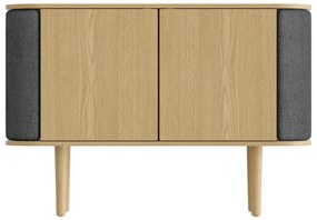 Comodă gri antracit/în culoare naturală joasă cu aspect de lemn de stejar 109x75 cm Treasures – UMAGE