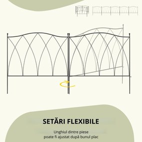 Outsunny Set Gard de Grădină cu 5 Panouri și Șnururi de Fixare, 305x62 cm, Negru | Aosom Romania