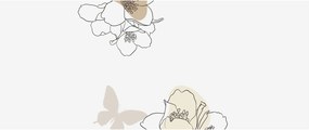 Tablou - Flori bej cu fluture N⁰2 (120x50 cm)