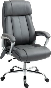 HOMCOM Scaun de Birou cu Masaj în 6 Puncte, Vibrant și Înclinabil, cu Buzunar și Telecomandă, 66x72x113-121 cm, Gri | Aosom Romania