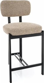 Scaun bar MISAKI H-2, bej/negru, stofă/metal, 45x44x92 cm