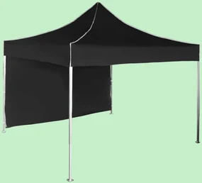 Pavilion de grădină 3x3m – din aluminiu, Negru, 1 perete lateral