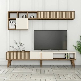 Mobila living crem cu maro MILAN, PAL melaminat, 2 piese