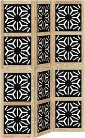 vidaXL Paravan de cameră, 3 panouri, maro/negru, lemn masiv paulownia