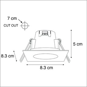 Set de 3 spoturi îngropate pătrate din oțel inclusiv LED IP65 - Simply