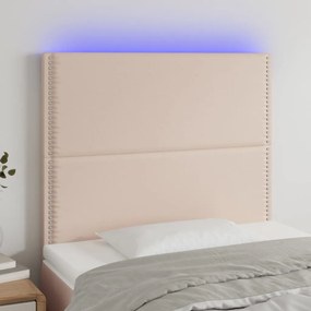 3122367 vidaXL Tăblie de pat cu LED cappuccino 90x5x118/128cm, piele ecologică