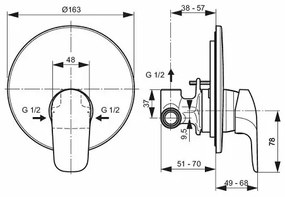 Baterie dus incastrata Ideal Standard Ceraflex cu corp ingropat crom