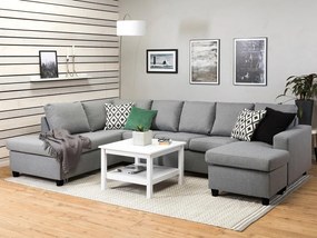 Colțar Scandinavian Choice C174Gri deschis, Negru, 300x195x92cm, 130 kg, Picioare: Plastic