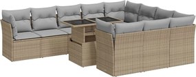 vidaXL Set canapele de grădină cu perne, 11 piese, bej, poliratan