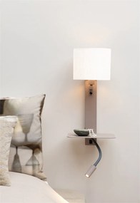 Aplica cu raft si reader LED, port USB si abajur textil alb Florence
