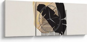 Tablou - Abstracție cu frunze tropicale N⁰4 (cu ceas) (90x30 cm)